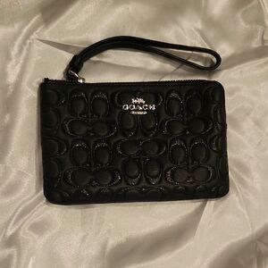 Coach Black Embossed Wristlet